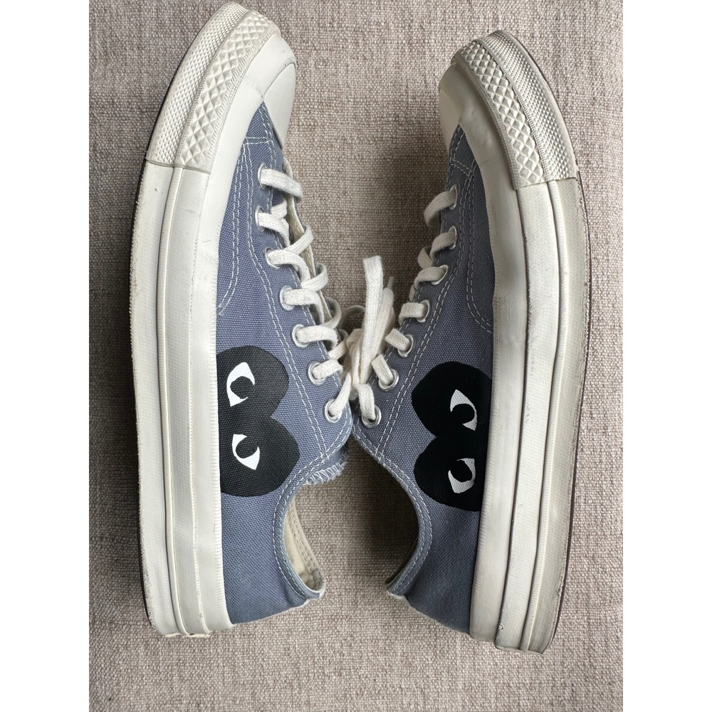 CDG PLAY Converse Chuck 70 Low Steel Gray Heart Sneakers Mens 9 Womens 11
